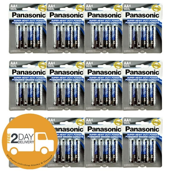 48 PCS Panasonic AA Batteries Super Heavy Duty Power Carbon Zinc Double A Battery 1.5v