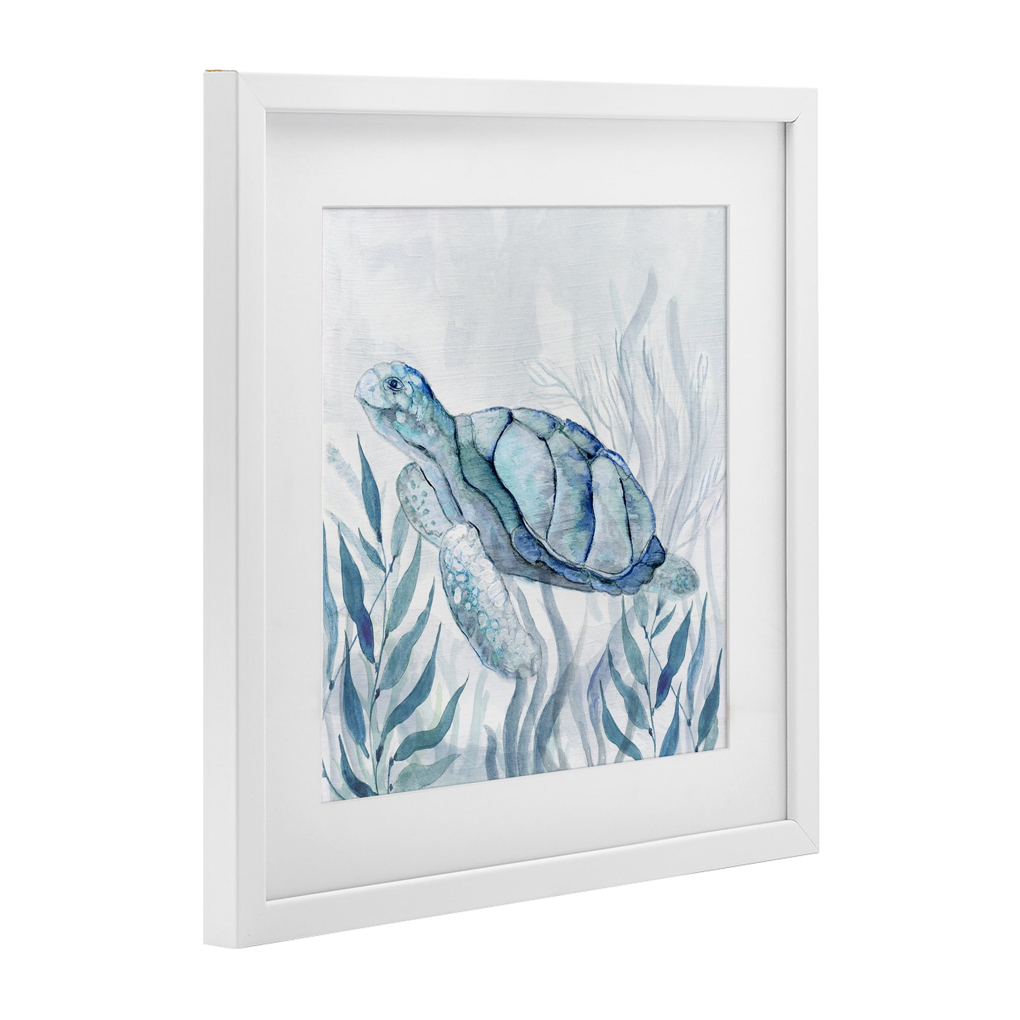 Stupell Industries Sea Turtle with Subtle Smile White Framed Print Under Glass, design by Janet Tava