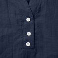 thumbnail image 7 of LIZUOJUN Women’s V-Neck Short Sleeve Henley Shirt Cotton Linen Blend Casual Summer Tee Breathique Soft Knit Button Detail Navy 2XL, 7 of 7