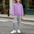 thumbnail image 6 of BRGZLK 2 Piece Outfit for Teen Girls Boys Solid Color Long Sleeve Pullover Hooded Sweatshirt and Jogger Sweatpants Soft Comfort Tracksuit Fall Winter Outfits Purple 1-2 Years, 6 of 8