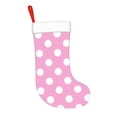 thumbnail image 2 of Daiia Pink And White Polka Dot Print Christmas Stocking，18"Large Knitted Xmas Stocking for Kids, Family Stocking for Fireplace Christmas Holiday Party Decoration, 2 of 7