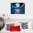 thumbnail image 5 of COMIO   Wall Art Canvas Prints Moon Sea Ocean Landscape Full Moon in Cloud Pictures Paintings Stretched and Framed for Living Room Bedroom Kicthen Office Artwork, 5 of 6