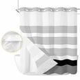 thumbnail image 2 of Black Stripe No Hook Shower Curtain Waterproof, Bathroom Curtains with Snap in Liners and See Through Top Window, Modern Rustic Horizontal Black Striped Hotel Style Bathtub Curtains Shower 66"Wx72"L, 2 of 8