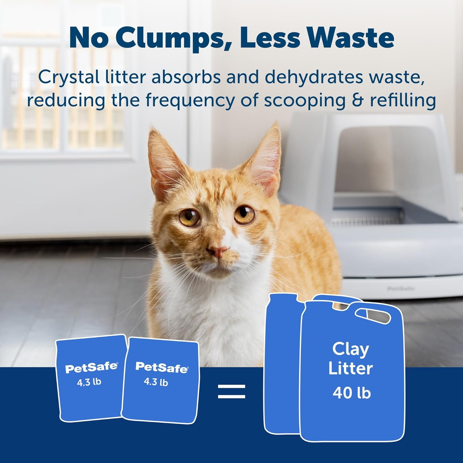 PetSafe® ScoopFree Premium Lavender Crystal Litter, 4-Pack – Includes 4 Bags of Lightly Scented Litter – Absorbs Odors 5x better than Clay Clumping – 4.3lb each bag