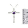thumbnail image 3 of RYLOS Women's Sterling Silver 925 Heart Gemstone & Diamond Cross Necklace. 6MM  Amethyst February Birthstone Womens Jewelry Silver Necklace, 3 of 7
