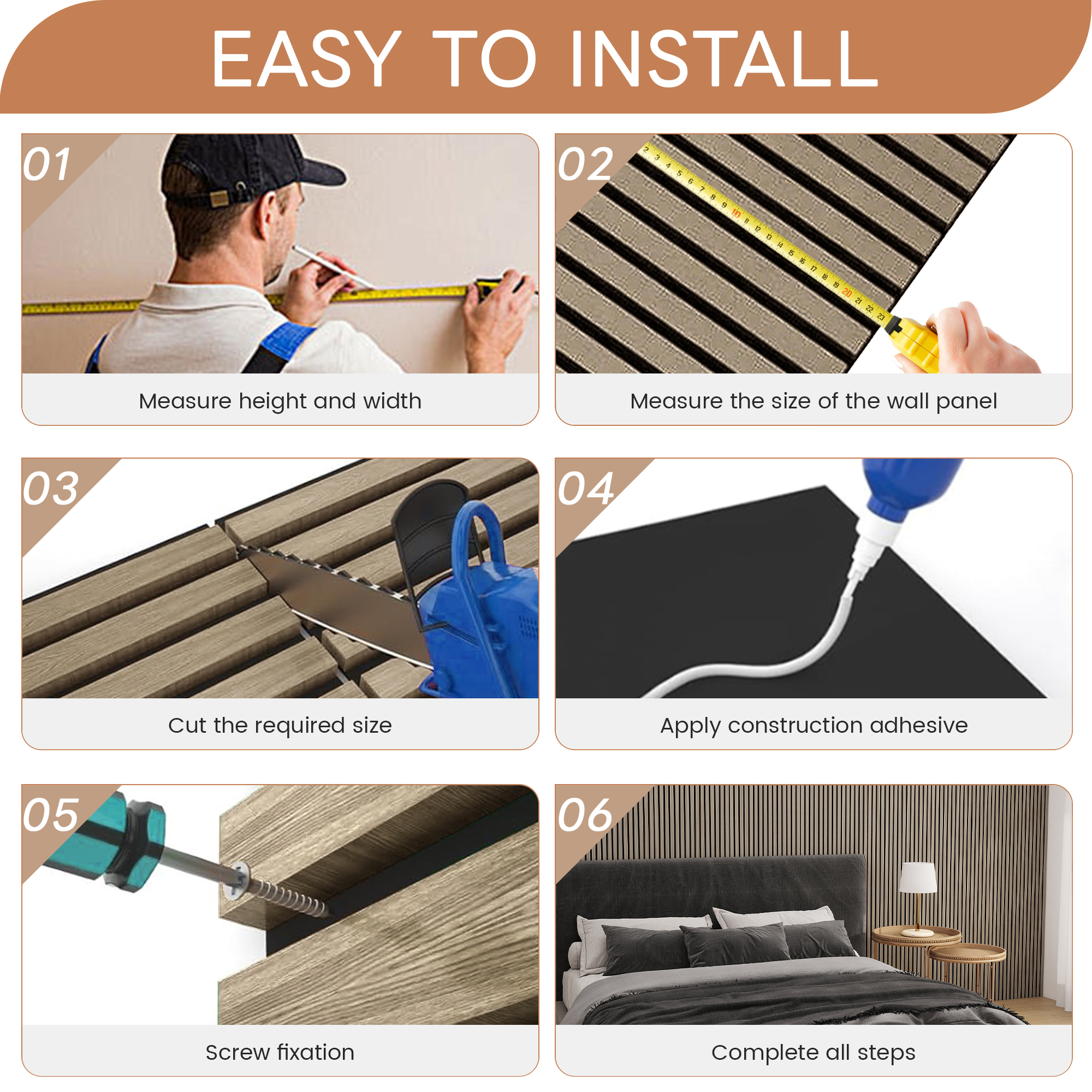 Melocadol 2Pcs Sound Proof Wood Slat Panels, 47.4" x 23.6" Acoustic Wall Panels for Interior Wall Decor Noise Cancelling, Sound Absorbing Panel, Easy to Install, Silver Walnut