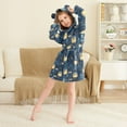 thumbnail image 3 of FORMRS Niños Bathrobe Unisex Hooded Robe Soft Plush Pajamas Sleepwear, Size 10-12T, Blue Fireflies Pattern, 3 of 7