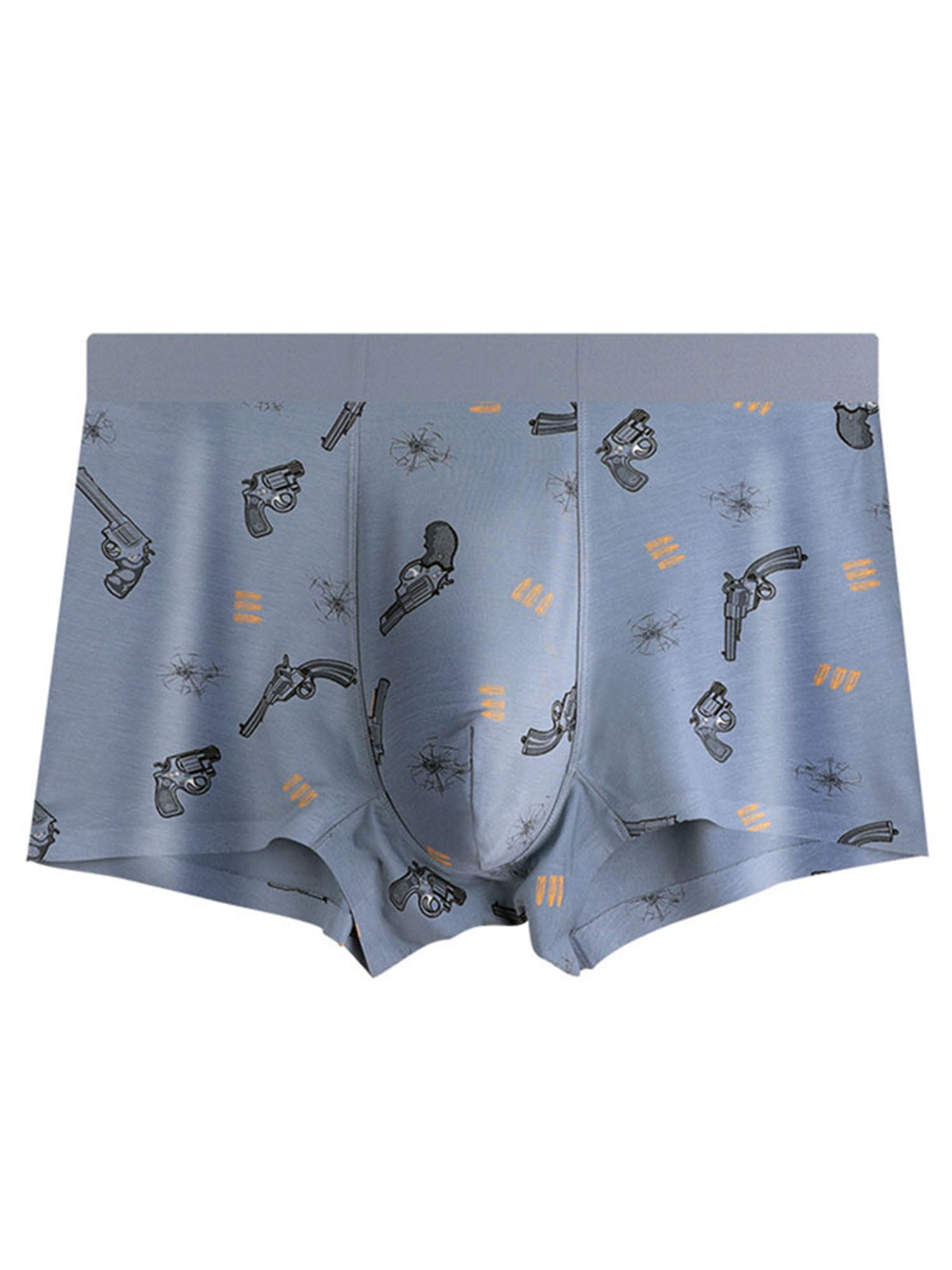 Men Boxers Underwear Shorts Breathable Printed Viscose Mid Waist U Convex Pouch