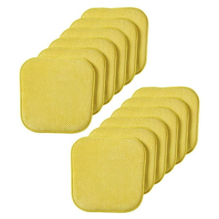 

12 Pack Premium Memory Foam Non-Slip Ultra Soft Chenille Surface Chair Pad Cushions - Yellow