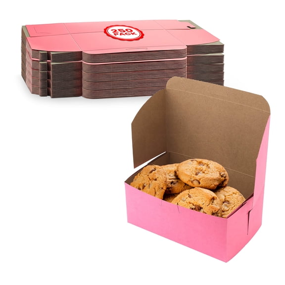 MT Products Pink Cookie Boxes 7" x 5" x 3" - Bakery Boxes No-Window - Pack of 250