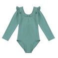 thumbnail image 3 of YONGHS Girls Long Sleeve Ballet Leotard Dance Top Gymnastics Bodysuit Ballerina Romper Team wear Green 9-10, 3 of 7