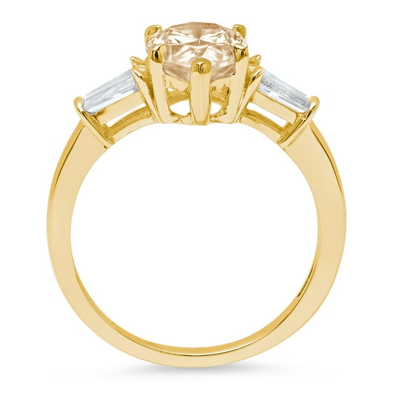 2.5 ct Pear Cut Natural Morganite Three-Stone Engagement Ring for Women in 18K Yellow Gold