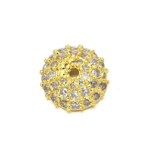 Cuentas de flores de diamantes de imitación, pendientes de Metal para festivales y vacaciones, pulsera, joyería Diy, fabricación de accesorios Ropa, zapatos y accesorios Miscelánea Oro 10 mm Jumpingount AP015983-02