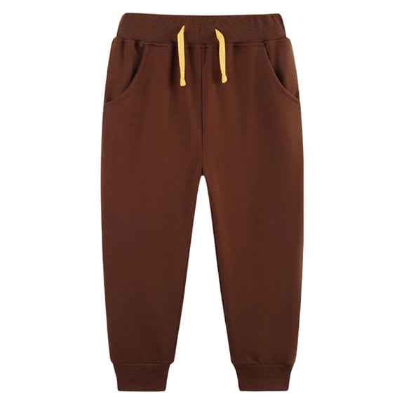 NOEGOEU Pants for Kids Boys Sweatpants Joggers Active Elastic Waist Joggers with Drawstring 1-7Y (Brown,5-6 Years)