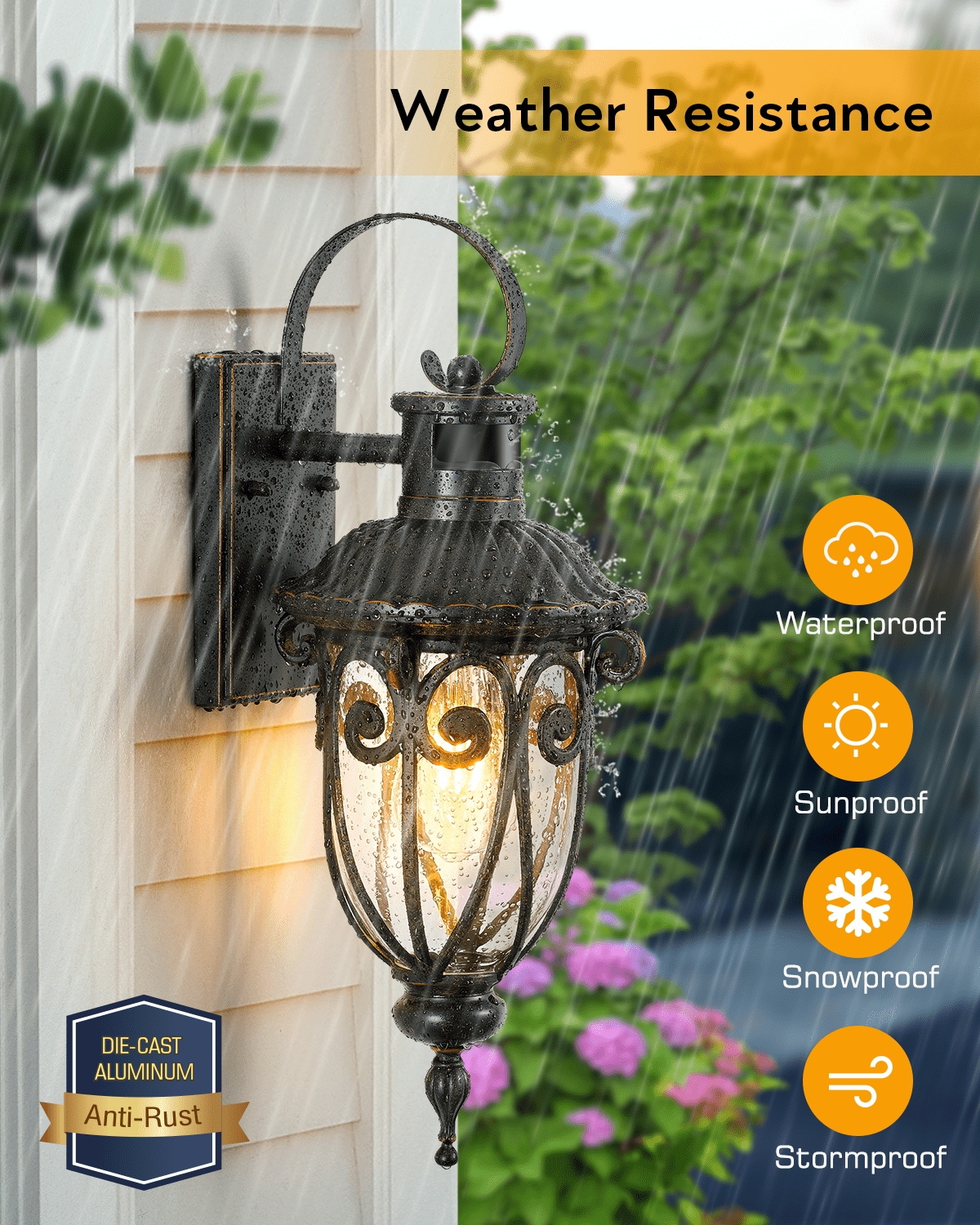 VIANIS Motion Sensor Outdoor Lights, Motion Lights for Outside Dusk to Dawn, Waterproof Porch Lights Outdoor, Oil Rubbed Bronze Exterior Lighting Fixtures for House, Porch, Garage, Doorway