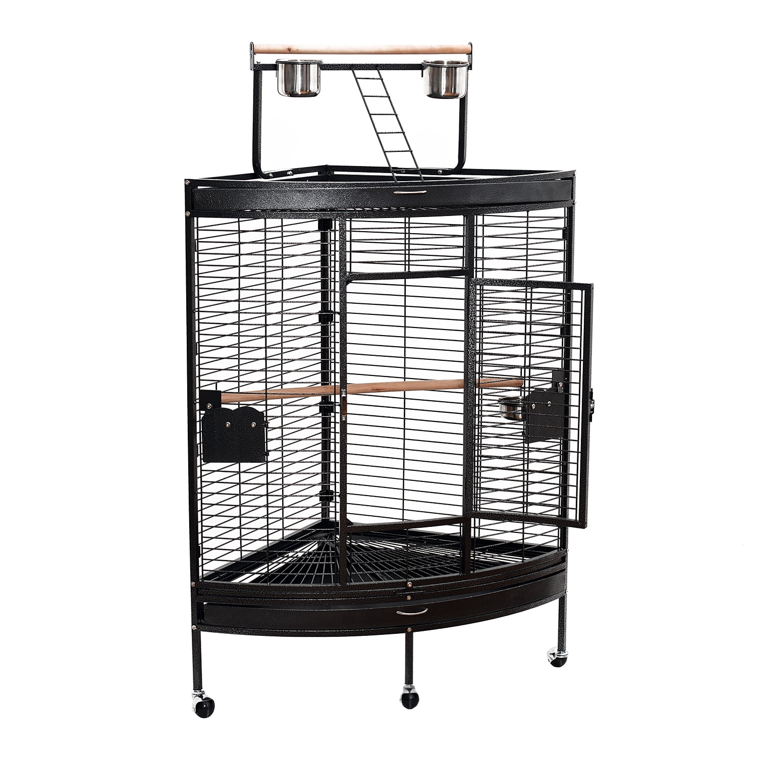 Pawhut Large Corner Playtop Bird Cage W Stand And Wheels 38 X 27 Departments