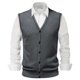 thumbnail image 1 of Chaleco de lana con cuello en V y hebilla para hombre - Color liso, sin cuello, ideal para citas o trabajo - Para todas las estaciones (M-XXXL), 1 of 5