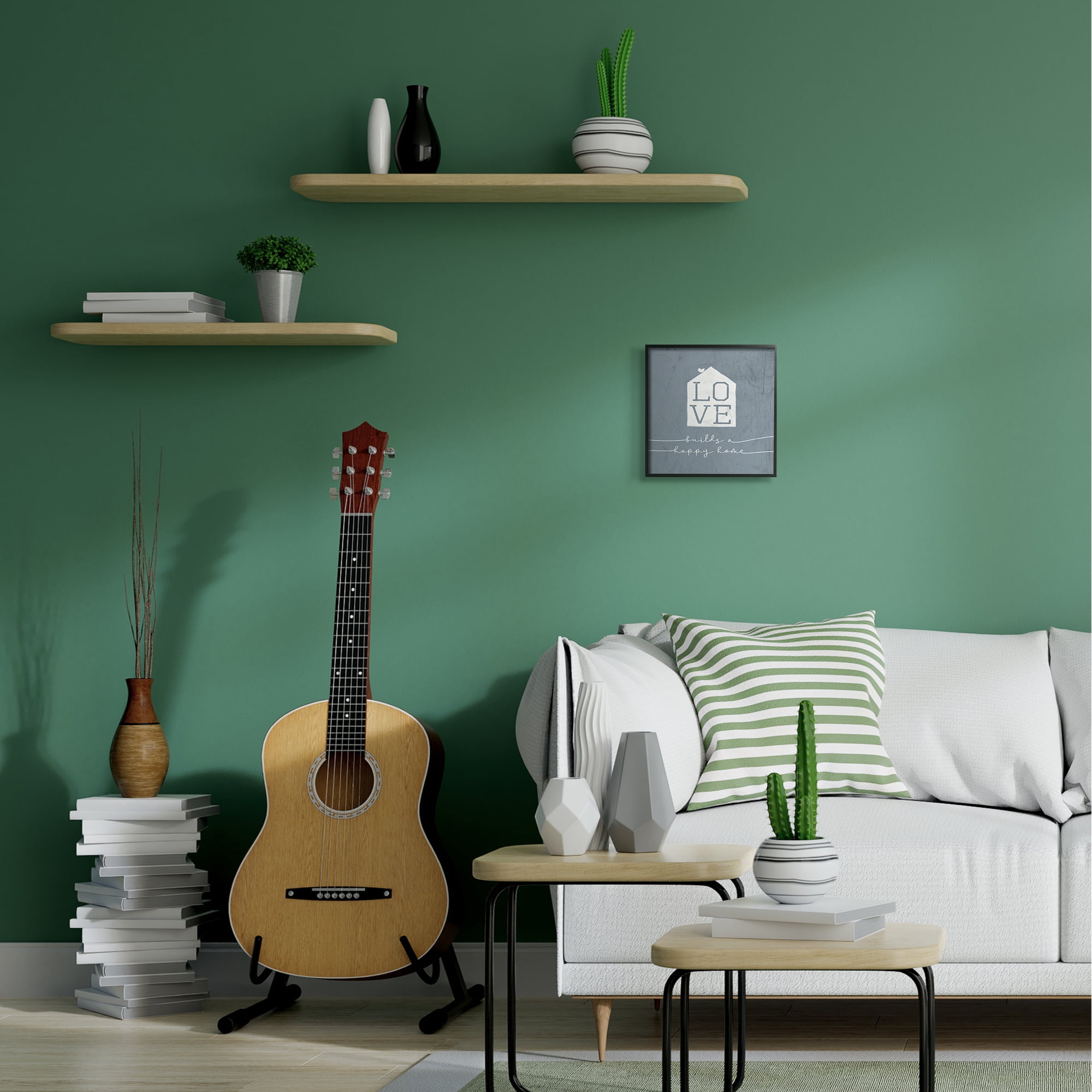 Stupell Industries Love Builds Happy Homes Phrase Rustic Blue Black Framed by Daphne Polselli