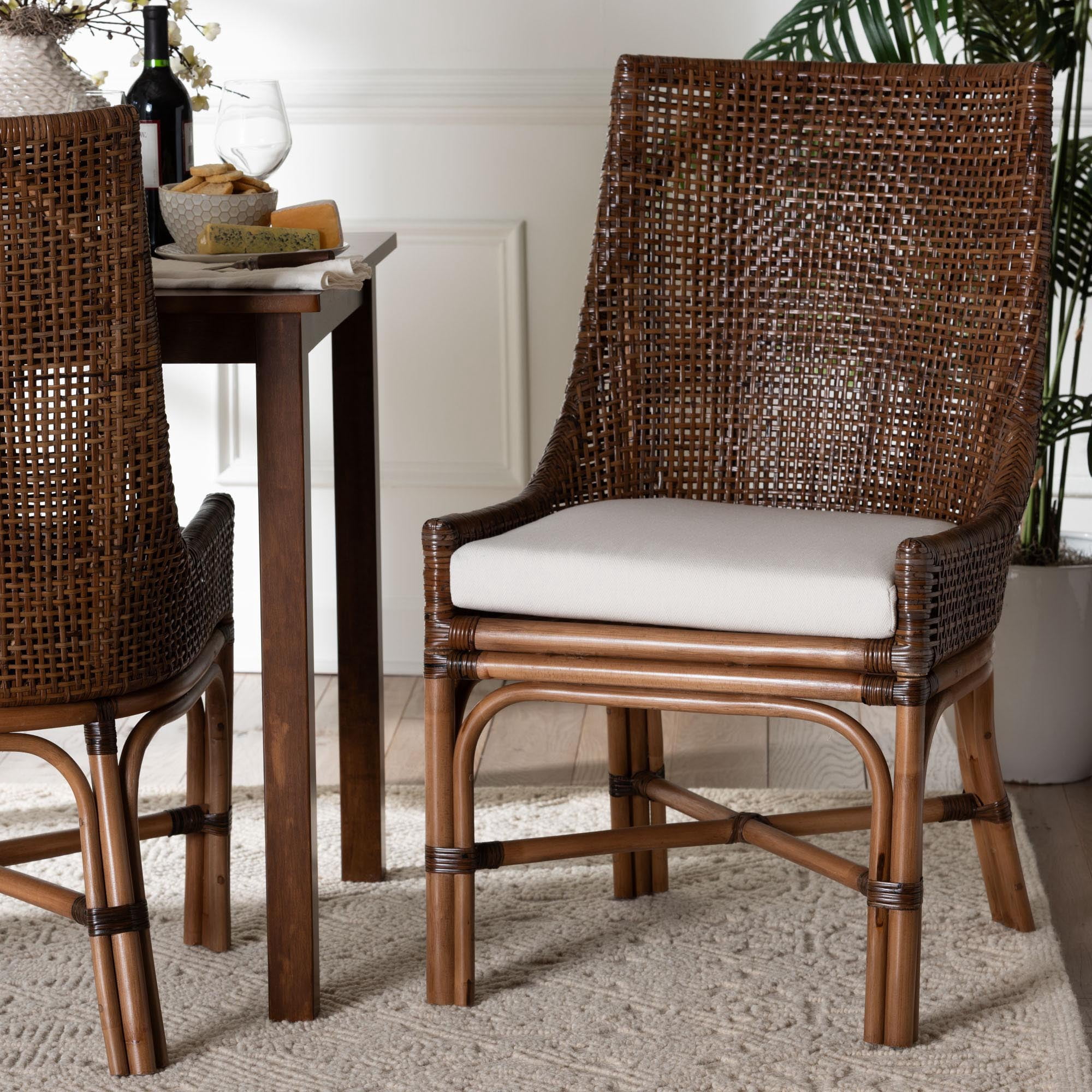 bali & pari Bella Boho Dining Chair, Dining Height, Coffee Bean