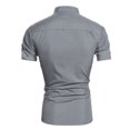 thumbnail image 4 of OIOLOYJM Mens Dress Shirt Regular Fit Stand Collar Stretch Short Sleeve Button Down Business Work Shirts Lightweight Breathable Foldable Outdoor Office Outfits Gray M, 4 of 5