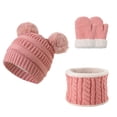 thumbnail image 2 of 1-3 Years Kids Winter Hat Warm Knit Thick Cap with Scarf Mittens Set for Girls Boys, 2 of 3