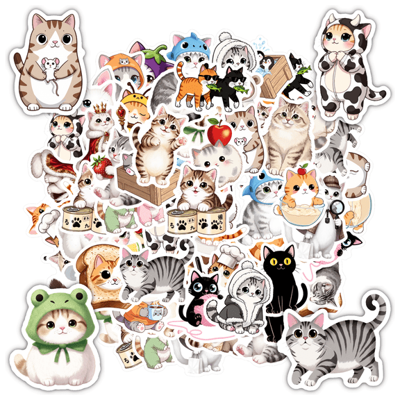 35pcs Adorable Animal Stickers Cute Cat Stickers Animal Kids Stickers for Notebooks Laptops Suitcases