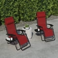 thumbnail image 3 of BizChair Adjustable Folding Mesh Zero Gravity Reclining Lounge Chair with Pillow and Cup Holder Tray in Red, 3 of 15