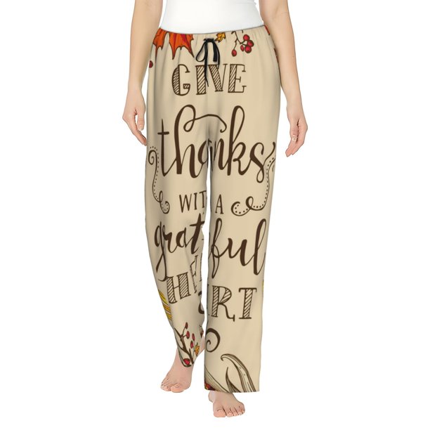 Balery Thanksgiving With A Grateful Heart Pantalones de pijama para mujer, pijamas ultraligeros, pantalones de estar por casa-Small