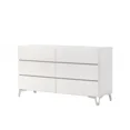 thumbnail image 4 of California King 5pc Modern Bedroom Set, Lacquer Wood Bed, Nightstand, Dresser Mirror and Chest, White/Silver, 4 of 10