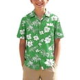 thumbnail image 2 of Xdegoge Boys Hawaiian Floral Printed Shirts Tropical Button Up Short Sleeve Tops Casual Holiday Beach Summer Tees, 2 of 8
