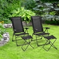 thumbnail image 3 of Costway 4PCS Patio Folding Dining Chair Ottoman Set Adjustable Back Camp Black, 3 of 10