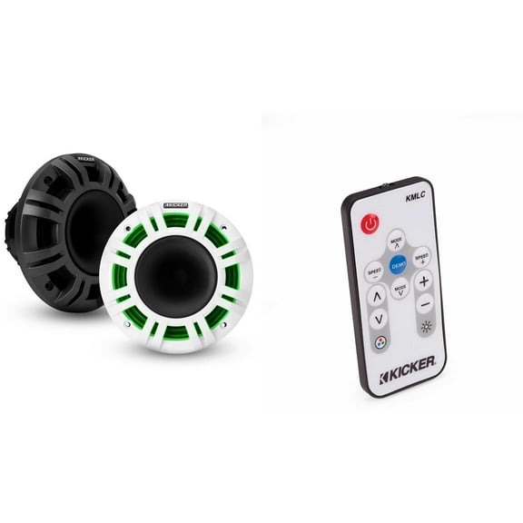 Kicker 48KMXL65 6.5" 4-Ohm RGB-LED KMXL Horn-Loaded Marine Coaxial Speakers, Pair w/ LED Remote
