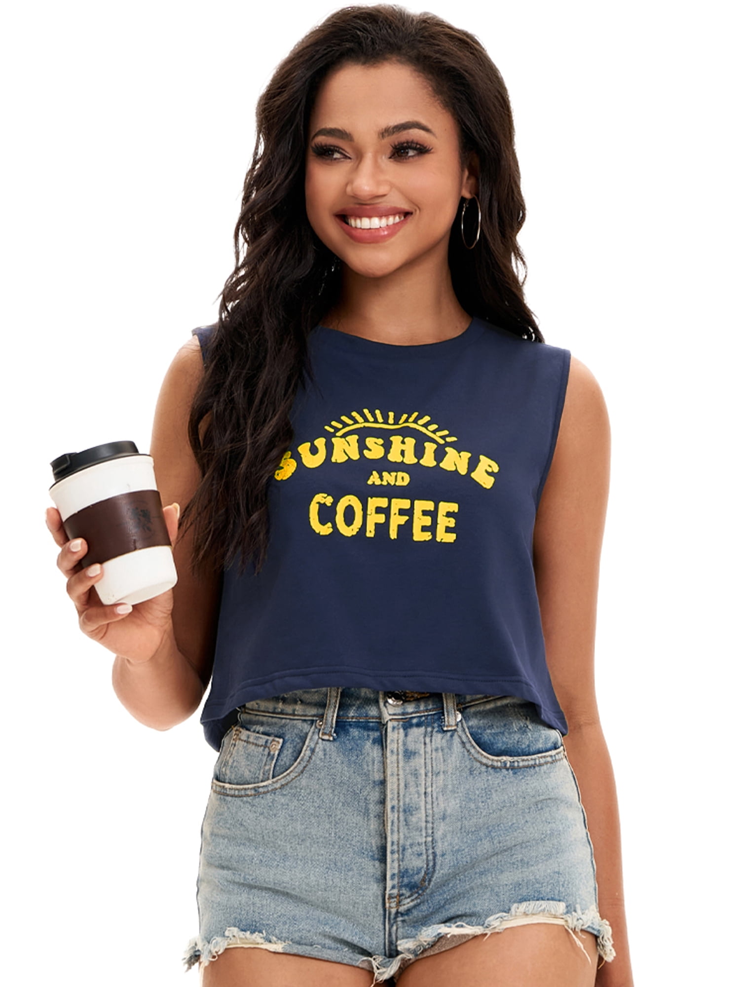 DARING DIVA Stylish Loose Fit Women's Top with Crew Neck Design L Dark Blue Print