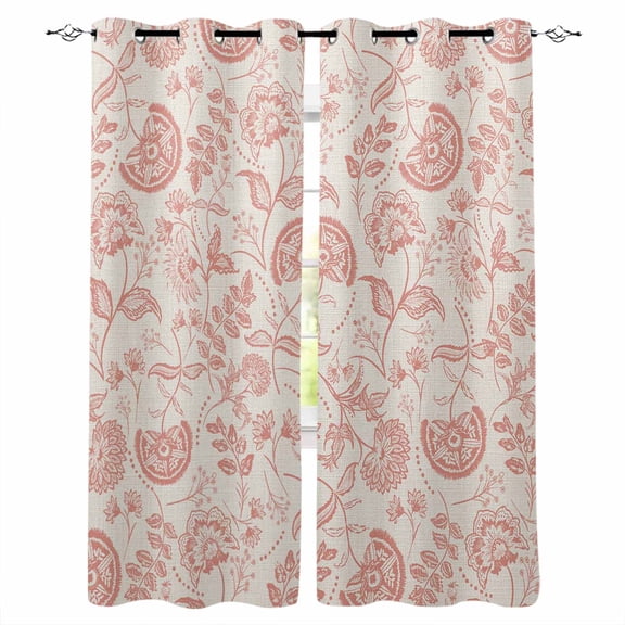 Fsddascl Abstract Spring Floral Blackout Curtains for Bedroom/Living Room, Thermal Insulated Kitchen Curtains, Farmhouse Summer Botanical Rustic Grommet Darkening Window Treatment Drapes 52"x90"x2