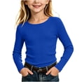 thumbnail image 2 of Bovxnpu Girls Long Sleeve Shirts Undershirts Ribbed Long Sleeve Crew Neck Top Fall Winter Outfits, 2 of 8