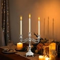 thumbnail image 4 of FENGGHAO White and Silver Three-Candle Candelabra, Ornate Metal Candle Holder for Wedding and Table Centerpieces, Vintage European Decor, 4 of 6