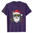 thumbnail image 2 of Christmas Shirt for Men Short Sleeve Crewneck Santa Print Pullover Top Purple 2XL, 2 of 4