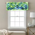 thumbnail image 3 of Abstract Ombre Green Blue Valance Curtain Geometric Art Window Valances Rod Pocket Short Curtains Window Treatments for Kitchen Bedroom Bathroom Laundry 42" x 18", 3 of 9