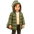 thumbnail image 6 of lcziwo Kids Girl Winter Hooded Puffer Jackets Cute Dinosaur Zip Front Quilted Coat Outerwear with Pockets, 6 of 10