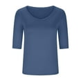 thumbnail image 5 of Mittory Women's Basic Half Sleeve V Neck Stretchy Casual T-Shirt Solid Slim Cotton Top, 5 of 6