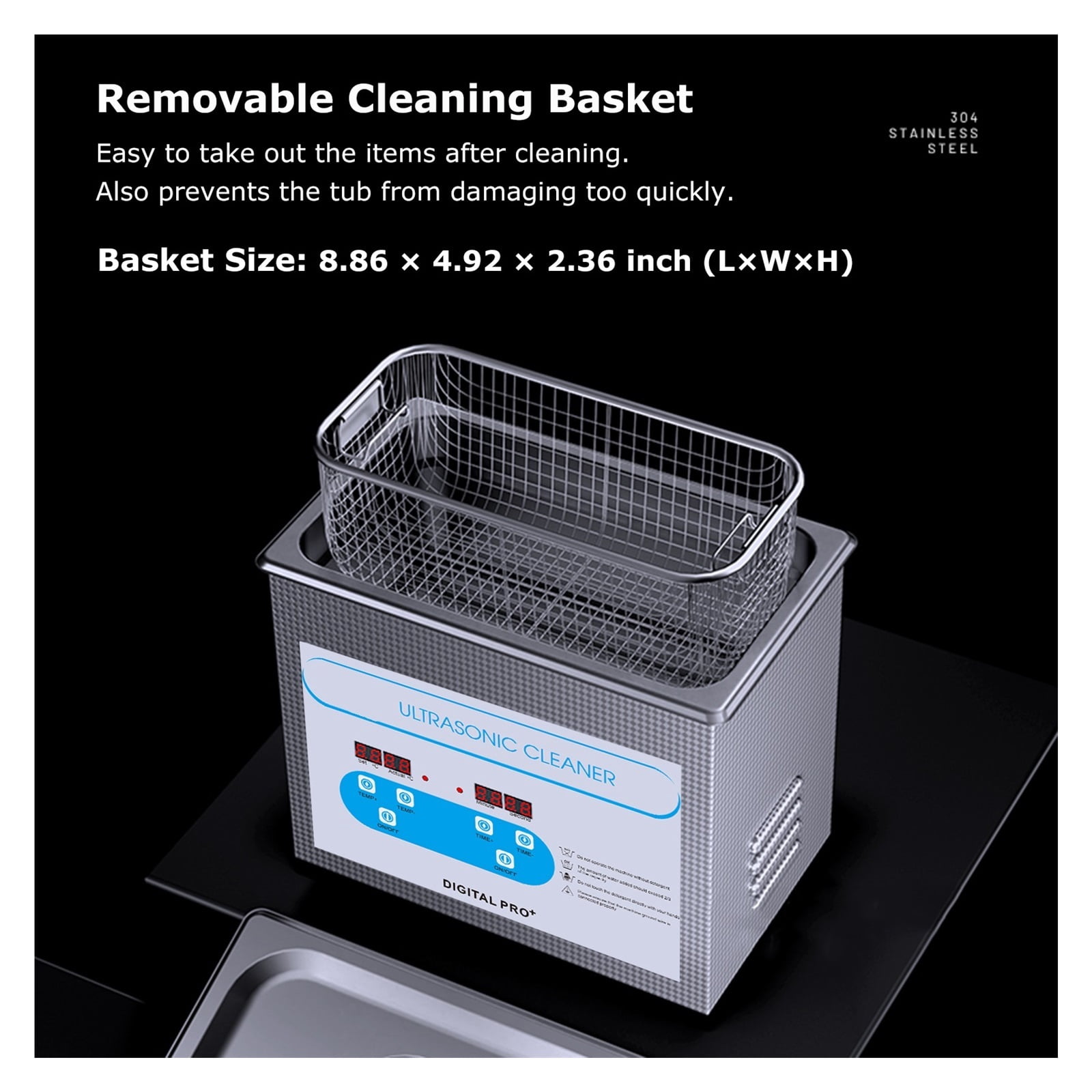 3L Ultrasonic Cleaner 40kH Ultrasonic Jewelry Cleaner with Timer Heated Ultrasonic Cleaning Machine for Glasses Bike Chains