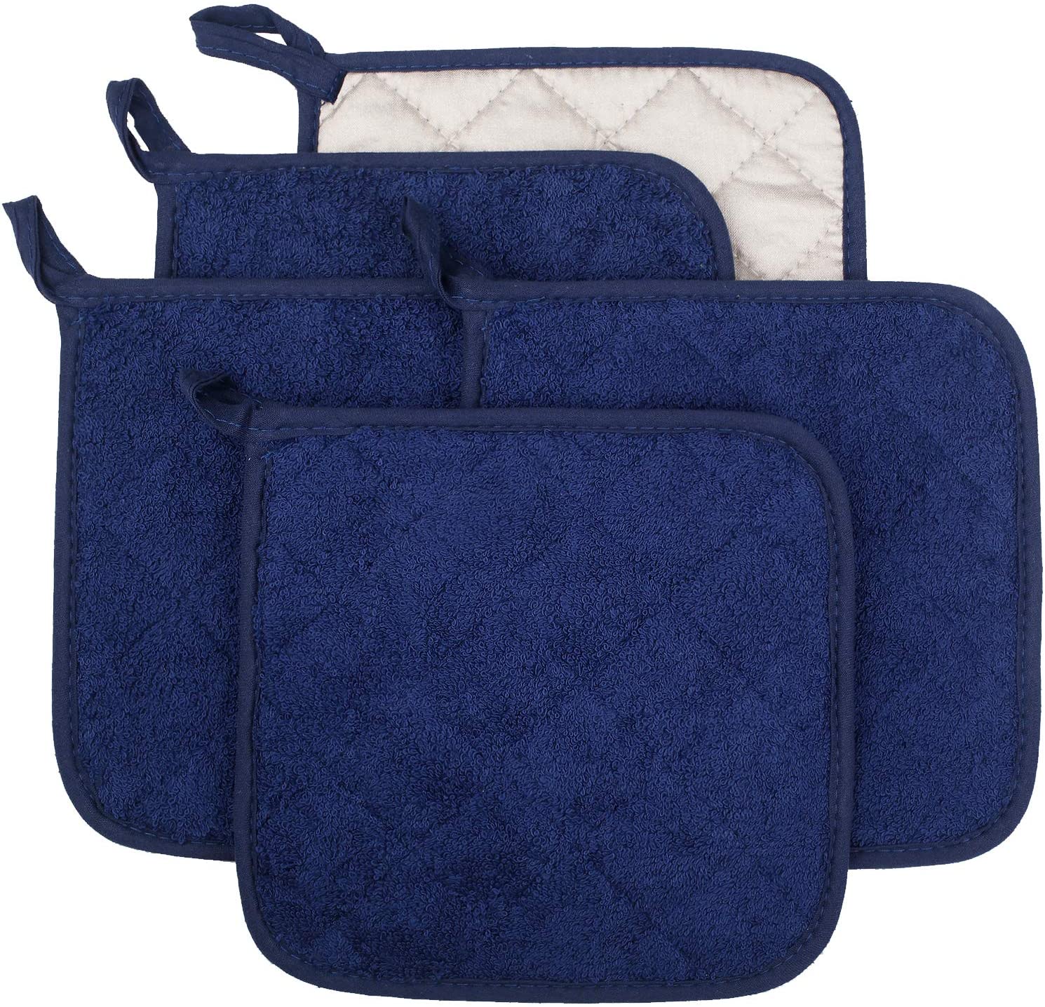 FFIY Support de Pot en Coton 100 % pour Cuisine Basique Résistant à la Chaleur Ensemble de 5 Gris Bleu Foncé
