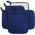 thumbnail image 1 of FFIY 100% Cotton Kitchen Everyday Basic Terry Pot Holder Heat Resistant Coaster Potholder for Cooking and Baking Set of 5 Grey Dark Blue Potholder Dark Blue Potholder, 1 of 8