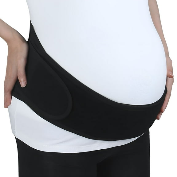 TELOLY Maternity Belly Bands for Pregnant Women Adjustable for Different Stages Soft Black
