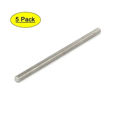 

M6 x 110mm 304 Stainless Steel Fully Threaded Rod Bar Studs Silver Tone 5 Pcs