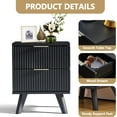 thumbnail image 3 of Fluted Nightstand, Mid Century Modern 2 Drawer Bedside Table for Bedroom, Small Dresser Night Stand Side Table End Tables with Wood Drawer Storage for Bedroom Closet(Black), 3 of 7