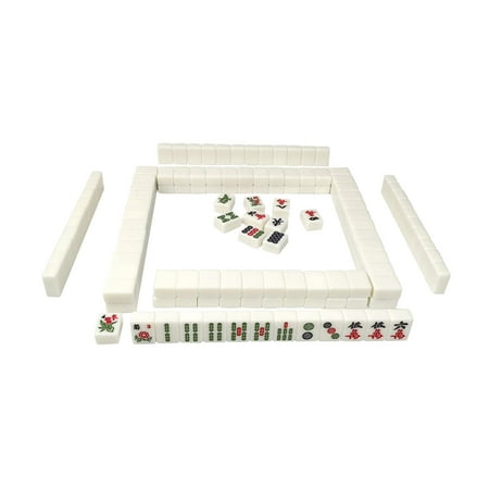 LeeQinersw 144x Chinese Version Game Set Leisure Time Chinese Style Game Mini Mahjong Tiles White