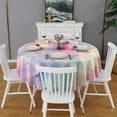 thumbnail image 2 of Colorful Cloud Star Tie Dye Pattern Round Tablecloth 60"x60",Wrinkle Wipeable Table Cloth for Kitchen Dining Room Picnic Patio Party, 2 of 6