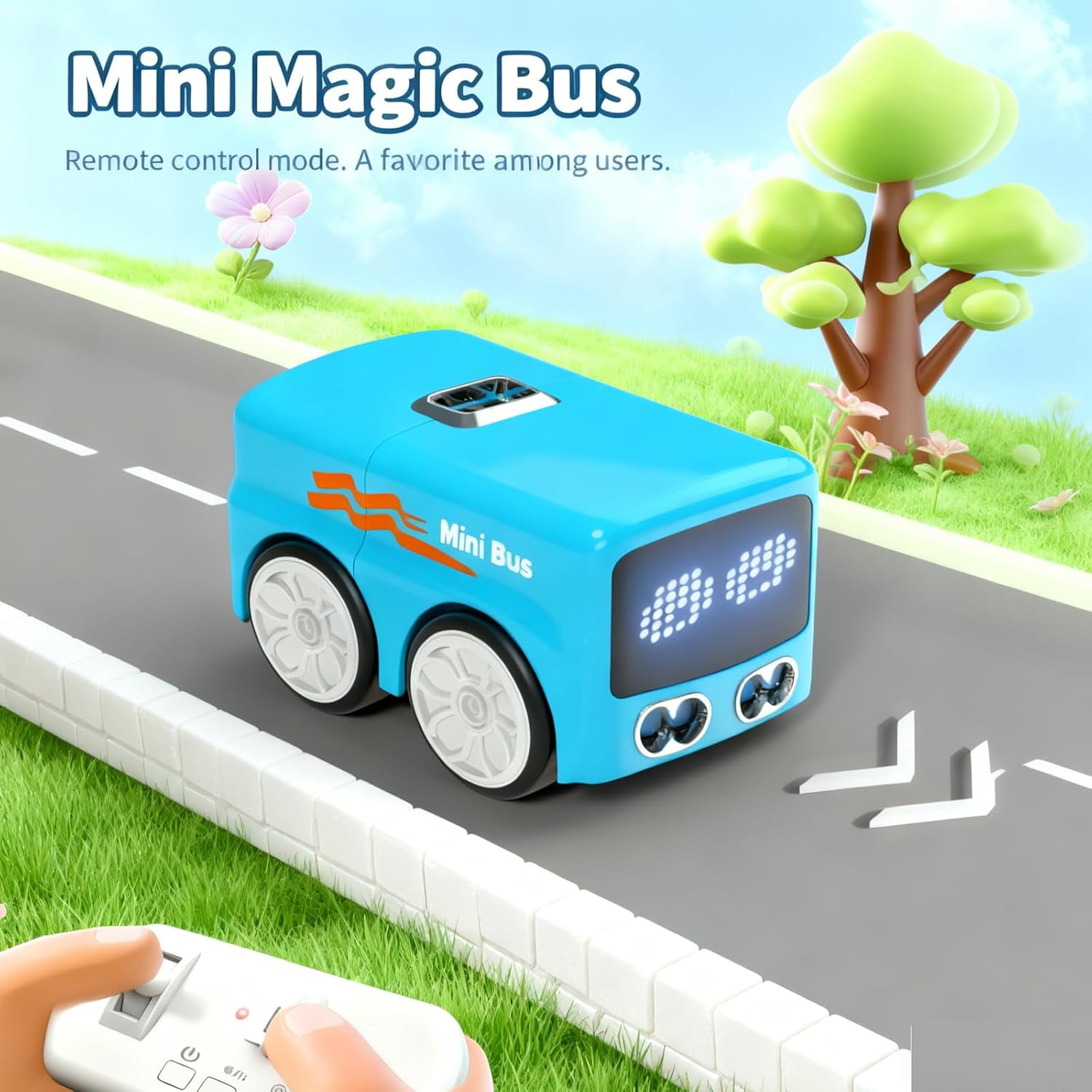 Magic Cars Follows Line Mini RC Bus | 2.4GHz Line-Following Sensor Car with Follow & Escape Modes, Smart Interactive Educational