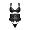 thumbnail image 1 of Gibobby Conjunto de lencería de encaje Conjunto de ropa interior de encaje para mujer, conjunto de ropa interior y ropa interior de encaje con correa, lencería sexy(Negro, XG), 1 of 5